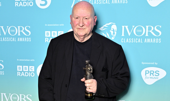 Gavin Bryars with his Ivor Novello Award