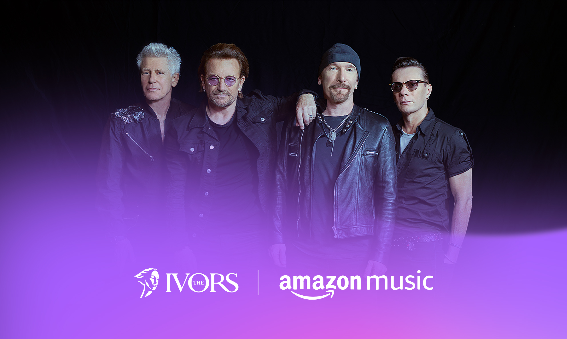 U2 and the logo "The Ivors with Amazon Music"