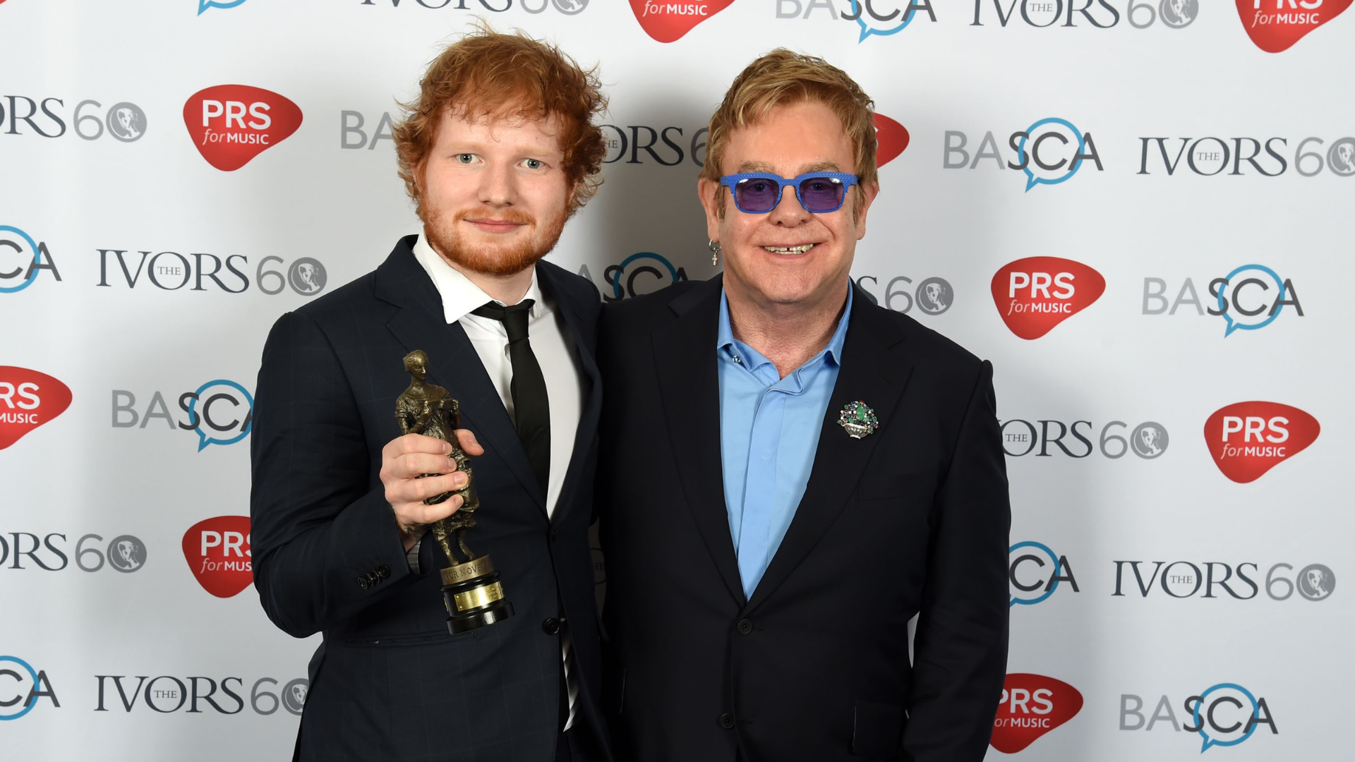 Ed Sheeran and Elton John at The Ivors