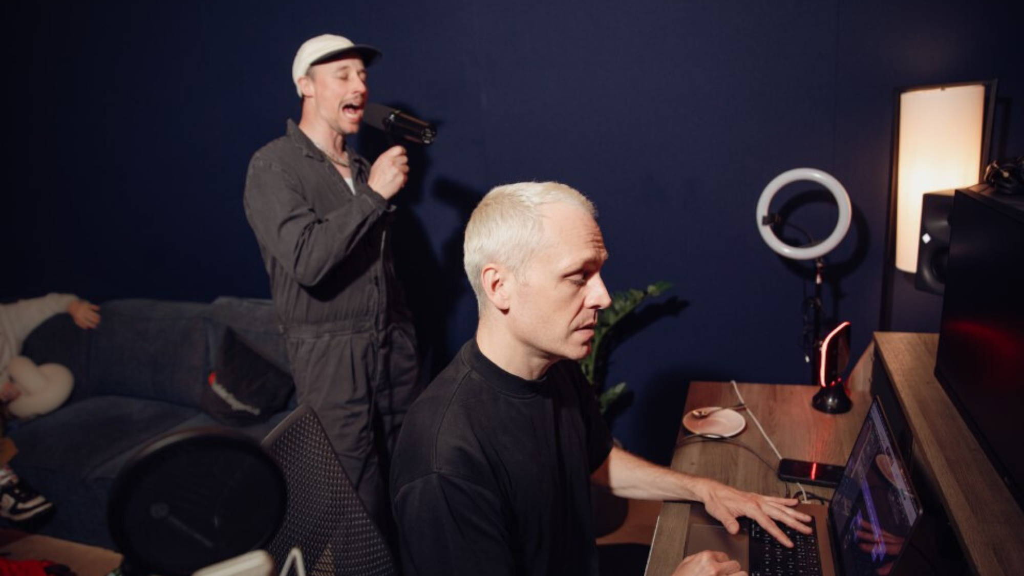 Two people in a studio