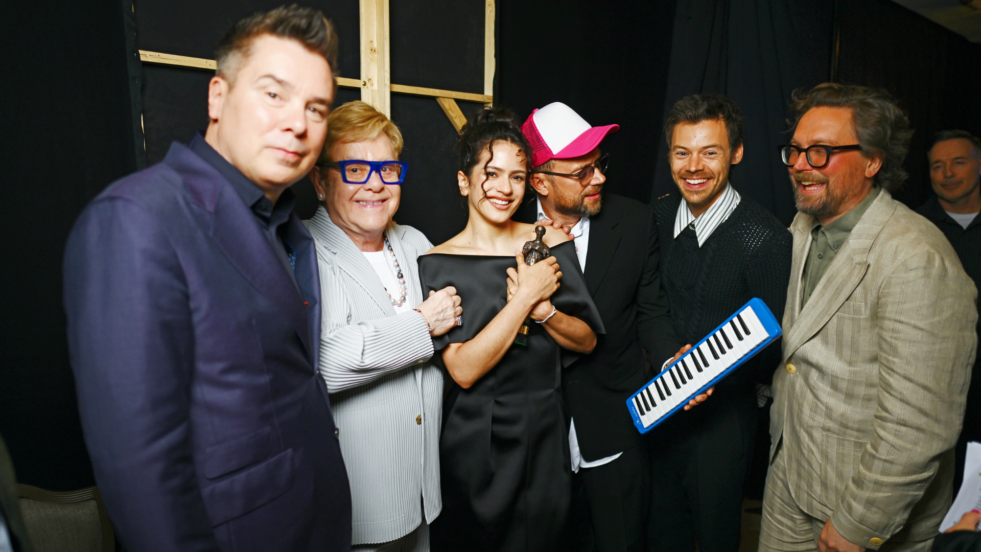 Roberto Neri, Elton John, Rosalia, Damon Albarn, Harry Styles and Tom Gray at The Ivors 2026, the 71st Ivor Novello Awards
